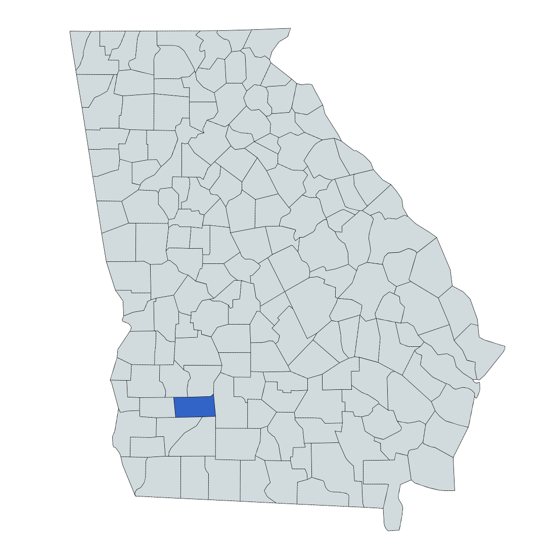 Map of Georgia with Doughtery County highlighted