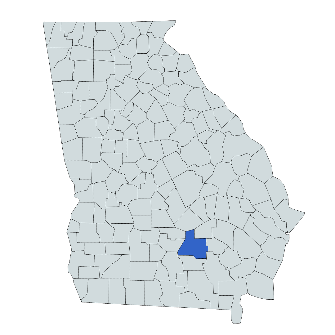 State of Georgia with Coffee County highlighted