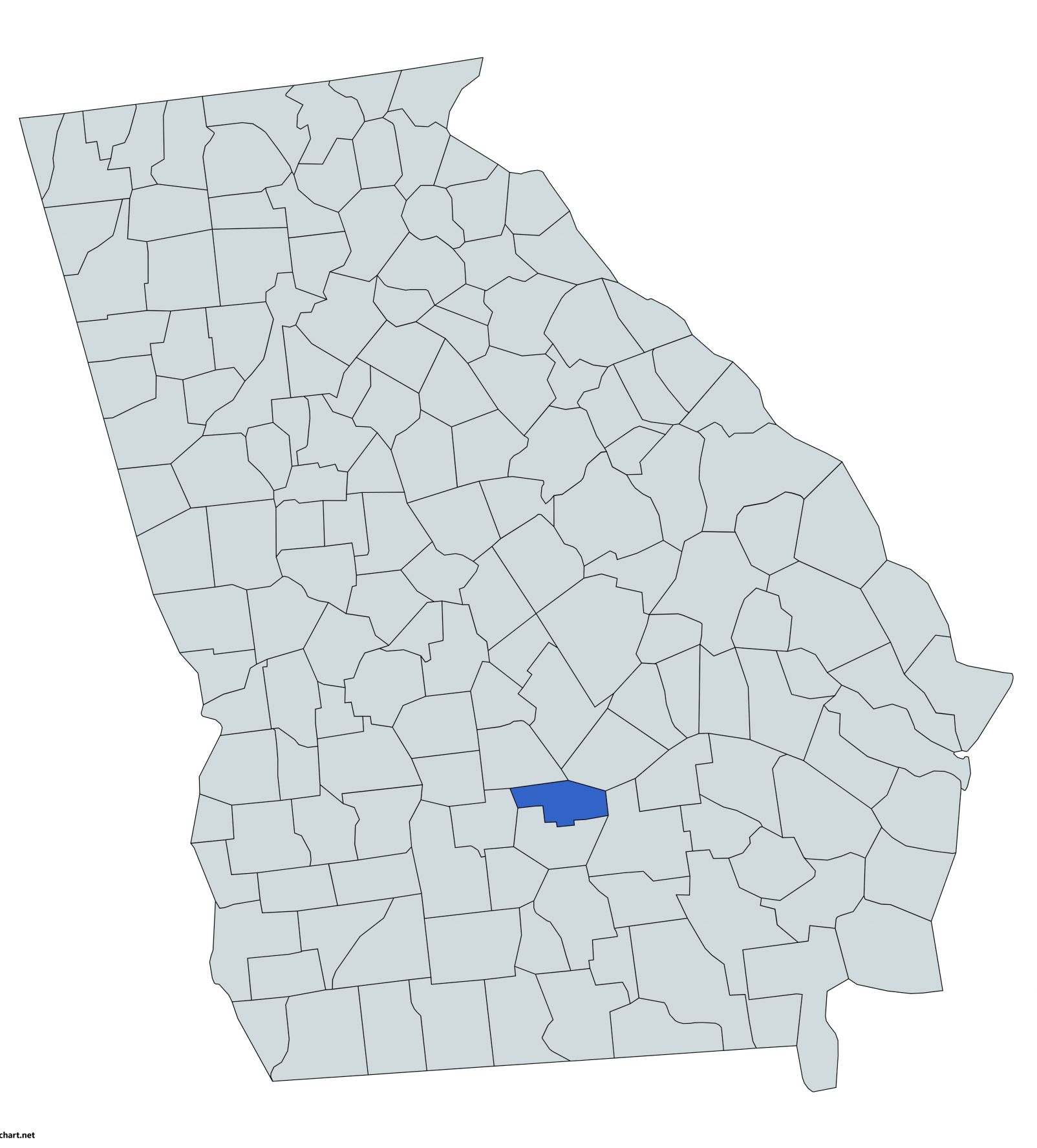 Map of Georgia with Ben Hill County in blue