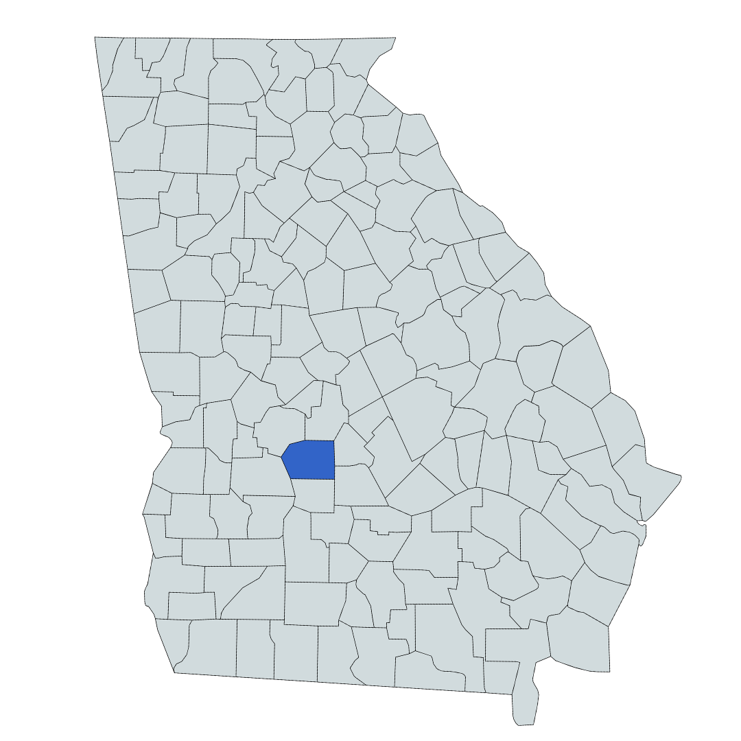 Map of Georgia with Colquitt county highlighted