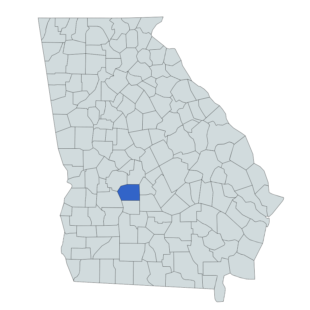 State of Georgia with Dooly county highlighted in blue